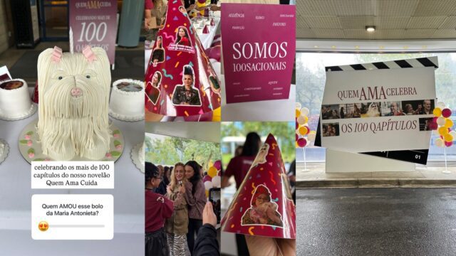 Elenco de Quem Ama Cuida celebra o capítulo 100 nos Estúdios Globo